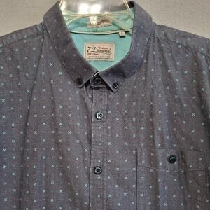7 Diamonds Men's XL‎ Shirt Button Down Short Sleeve Geometric Gray Cotton Legend
